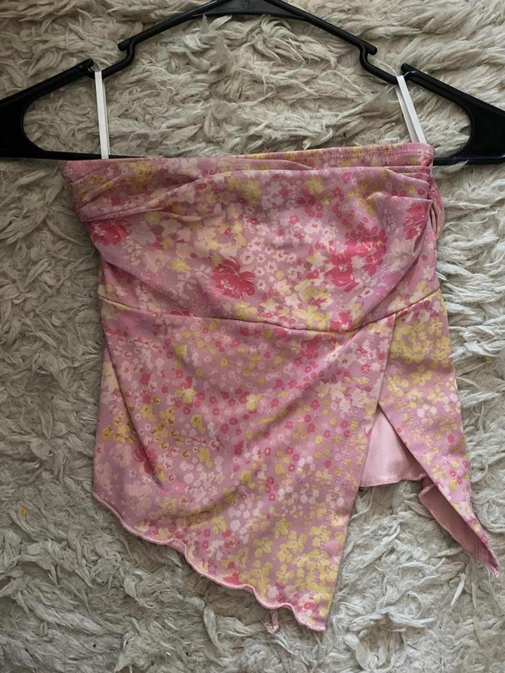 SHEIN Pink Floral Yellow Accent Swim Sarong Wrap